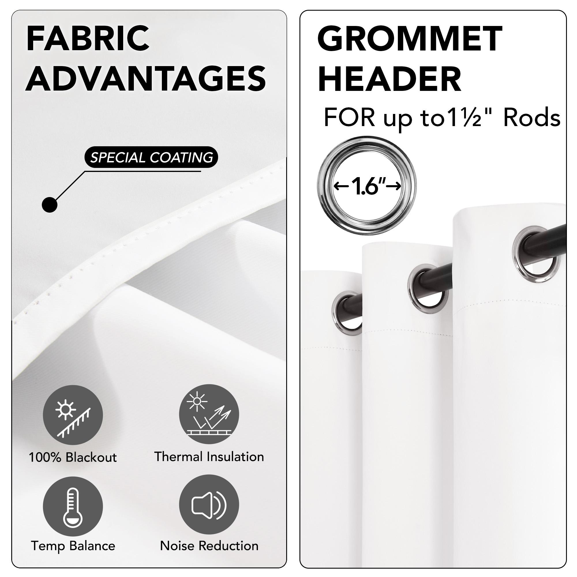 Deconovo Solid Blackout Curtains with Black Coating, White Grommet-Top Thermal Insulation Window Coverings for Bedroom/Living Room