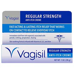 Regular Strength Anti-Itch Feminine Cream for Women, Gynecologist Tested, Hypoallergenic, Fast-acting and Long-lasting Itch Relief, Vaginal Moisturizer Soothes and Cools, 1 oz (Pack of 1)