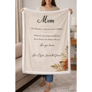 Gift for Mom from Kids – Personalized Mom Blanket – Mother’s Day Blanket Gift – Custom Name Blanket for Mom – Cozy Sherpa