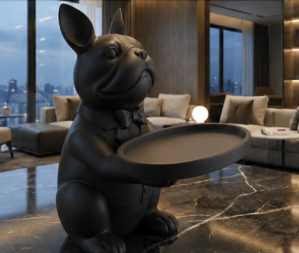 Minimalist French Bulldog Sculpture Organiser - Desk, Entryway Decoration for Home Improvement
