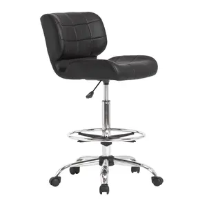 Black Crest Height Adjustable Drafting Chair with Foot Ring, Black 10659