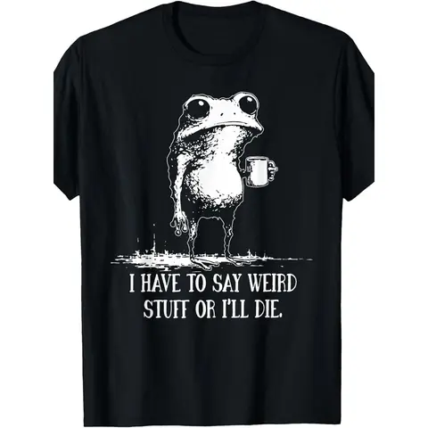 Men's Funny Sarcastic Frog Meme Short-Sleeve Round Neck Animal Tshirt - Soft Breathable Fabric Sports Top, Cold Wash Fashion Meme Shirt, Quirky Gift for Best Friend, All-Seasons Casual Streetwear