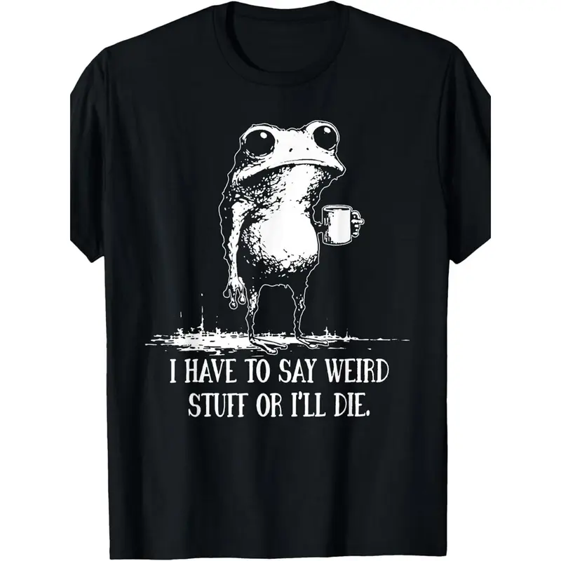 Men's Funny Sarcastic Frog Meme Short-Sleeve Round Neck Animal Tshirt - Soft Breathable Fabric Sports Top, Cold Wash Fashion Meme Shirt, Quirky Gift for Best Friend, All-Seasons Casual Streetwear