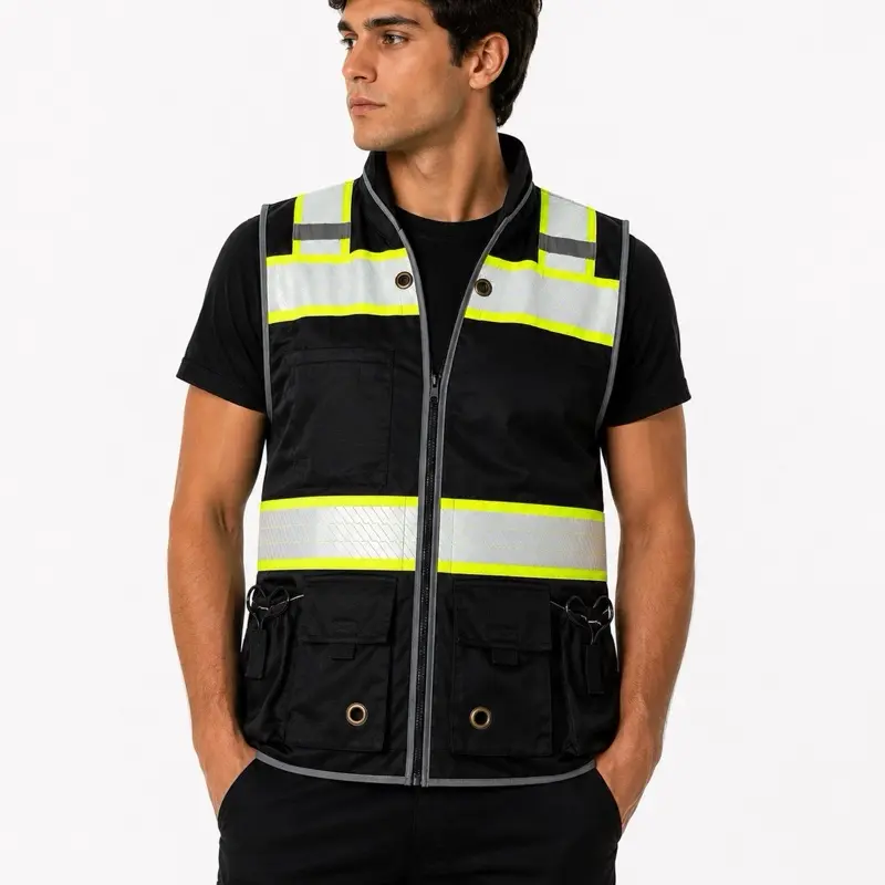 High Visibility Reflective Safety Vest – Black