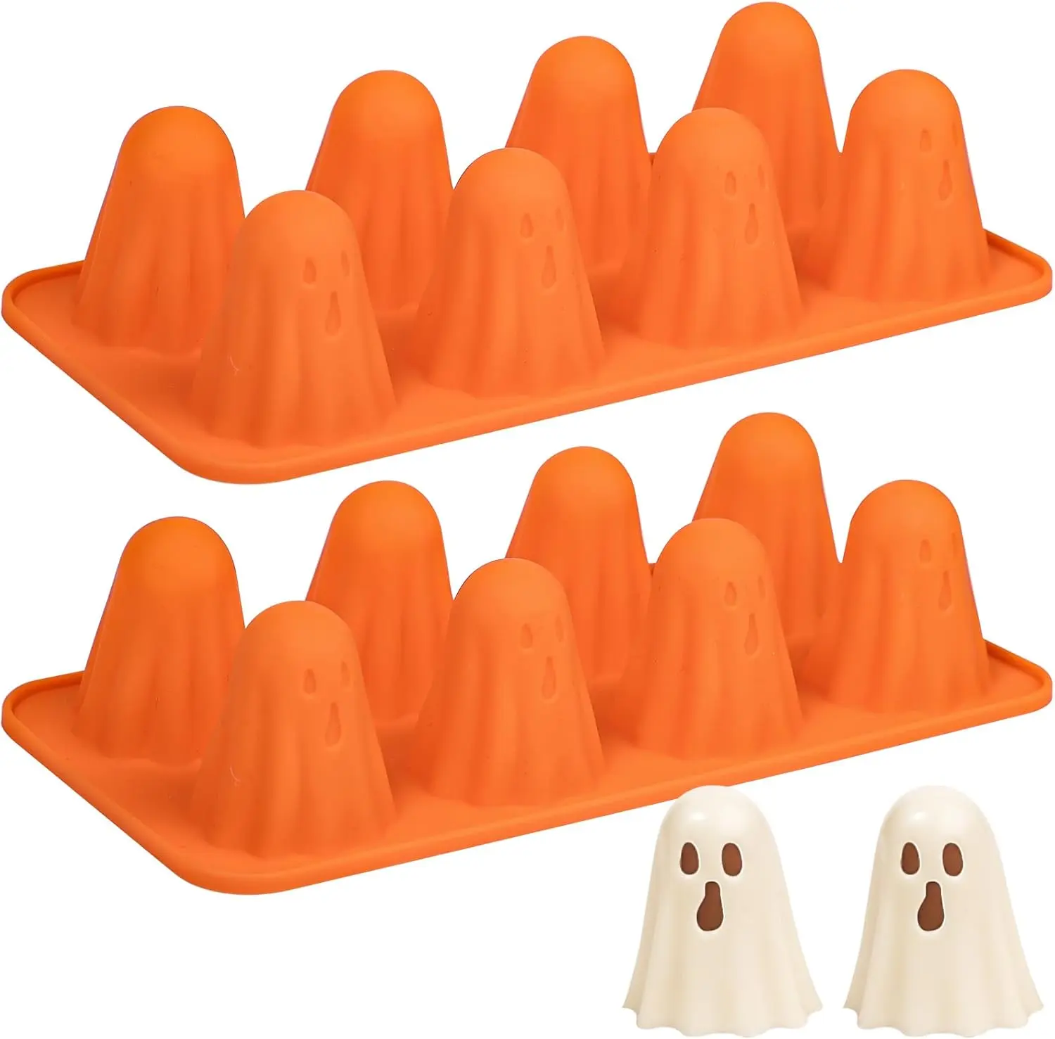 Ghost Silicone Mold 2 Packs Halloween Candy Molds for Jelly Chocolate Gummy Resin Crayon Orange Shapes summerwins