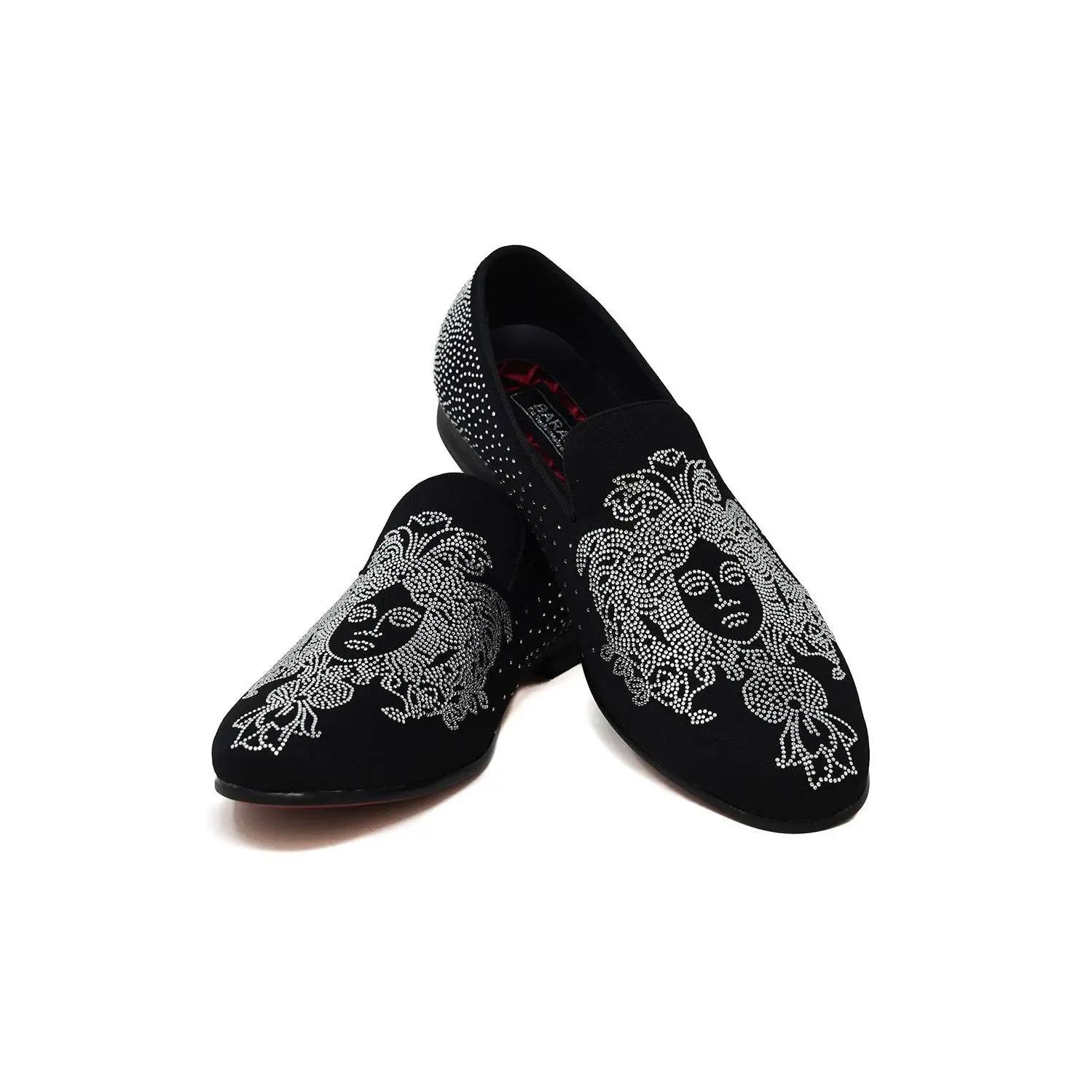 Barabas Men's Medusa Rhinestone Slip-On Loafers - Comfortable Flat Shoes with Stylish Design - Ideal for Walking & Everyday Use - All Seasons Footwear Leather Boy Active