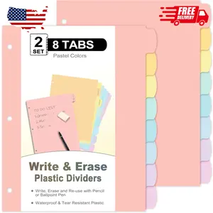 16 Count/2 Sets Write & Erase Binder Dividers