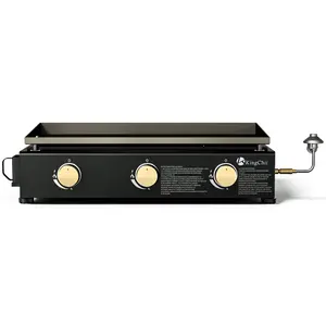 KingChii 3-Burner 28" Propane Griddle Grill for Camping, Backyard，BBQ Beach Portable