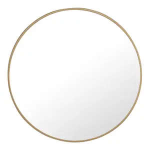 212 MAIN Eternity Series 24 in. (d24 Size) Round Modern Wall Mirror, Contemporary Beveled Glass Mirror with Eternity Brass Metal Frame, Baby Room Decor for Hanging, Modern Mirror