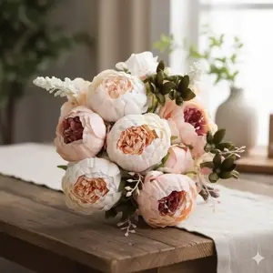 High-Realism Peony Bouquet Set for Wedding Party Home Decor, Christmas Halloween Holiday Arrangements, Gift Ideas for Mothers Day, Fake Floral Centerpiece for Dining Table Decor, Artificial Flower Arrangements