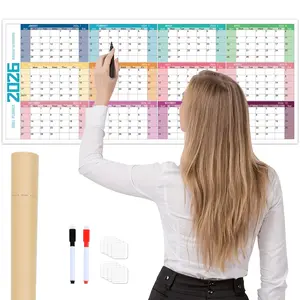 2026 Large Dry Erase Wall Calendar, Dry Erase Wall Planner Set (39.37" x 16.54"), 12 Month Yearly Jan-Dec Annual, Rolled Extra Thick Laminated Wall Calendar Calendars Planners With Dry Wipe Pen & Adhesive Mounting Pads