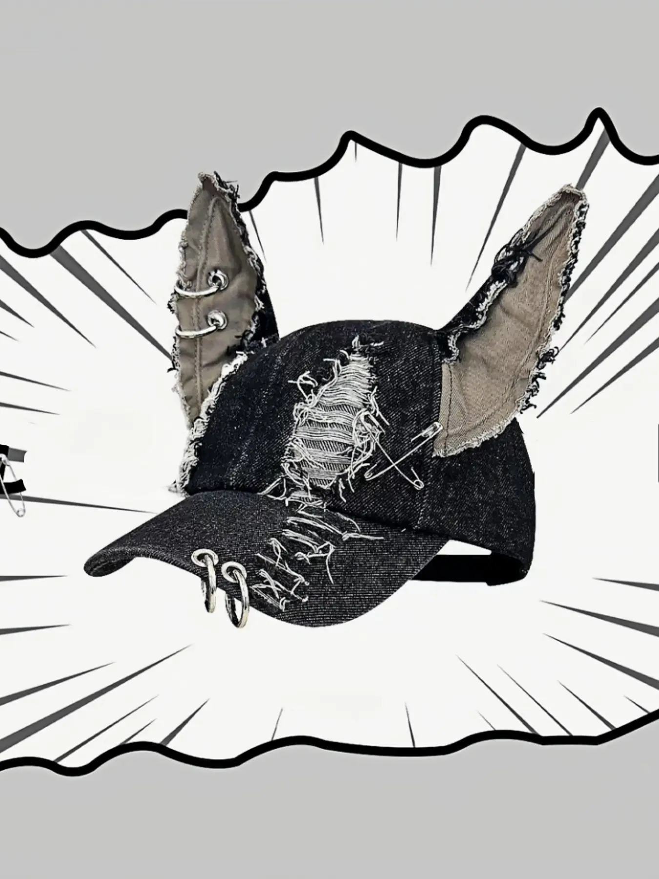 Unisex Wasteland Style Bunny Ear Baseball Cap, Statement Cap 