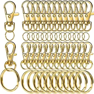 60 count Swivel Snap Hooks and Key Rings,  Clips and Key Chain Rings, Lobster Claw Clasps for Key Chains, , Crafts,