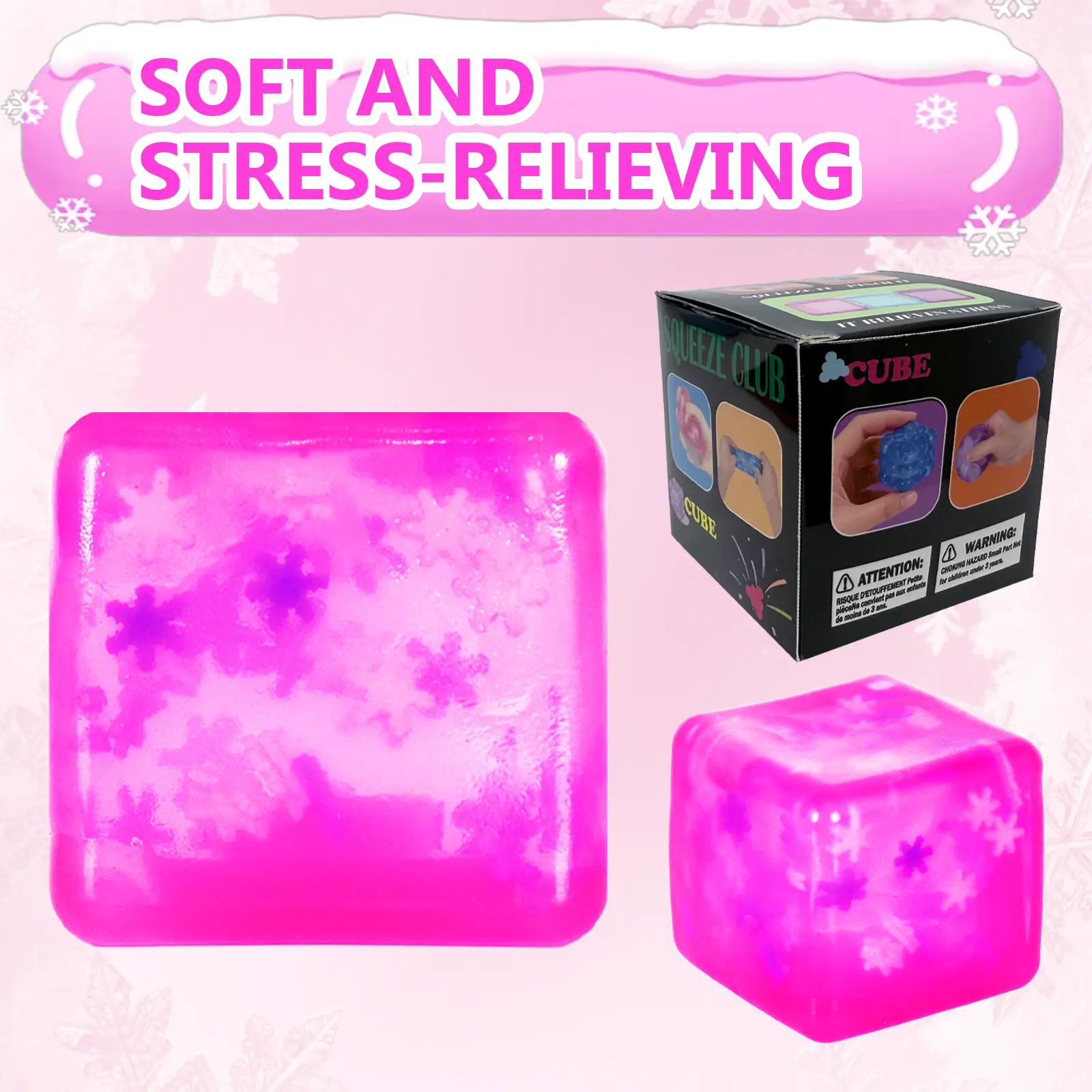 Pink 1.96in Wonder Waves Texture Silicone Squishie Berg Teenie Fidget Tool - Silicone Stress Relief Sensory Tool for Kids and Adults
