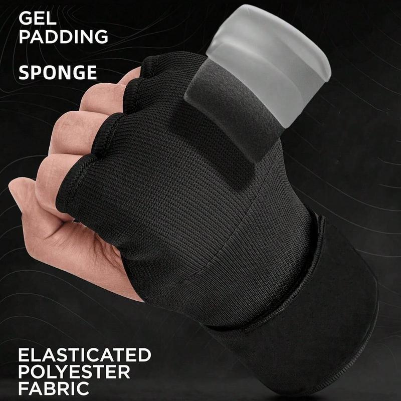 Boxing Hand Wraps, 1 Pair Long Wrist Straps, Elasticated Padded Fist Under Mitts Protection, Muay Thai MMA Kickboxing Martial Arts Punching Training Bandages