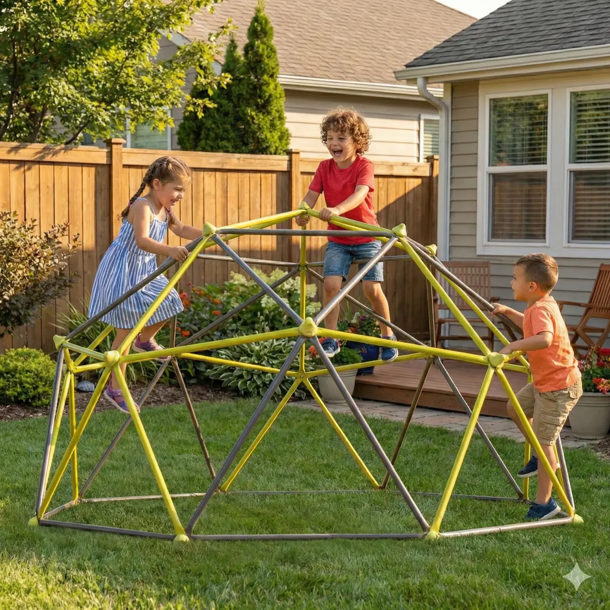 10-Sided Durable Steel Outdoor Playground Set Climbing Frame ( XCF006I) - 10ft Climber, Colorful Climbing Stones, Half-Sphere Design, Secure Grip, for 3+ Age Kids