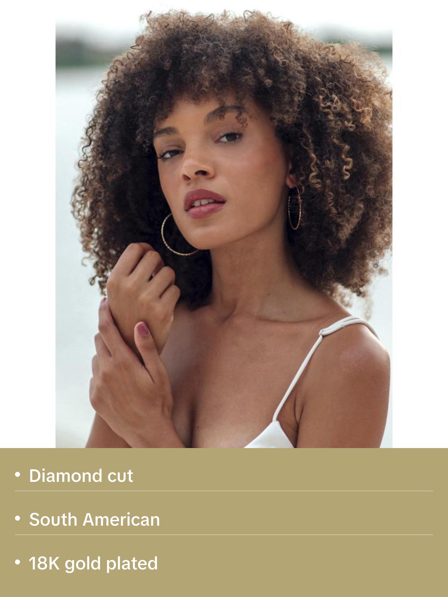 Samba Diamond cut Gold Plated Hoops 1.5 inches