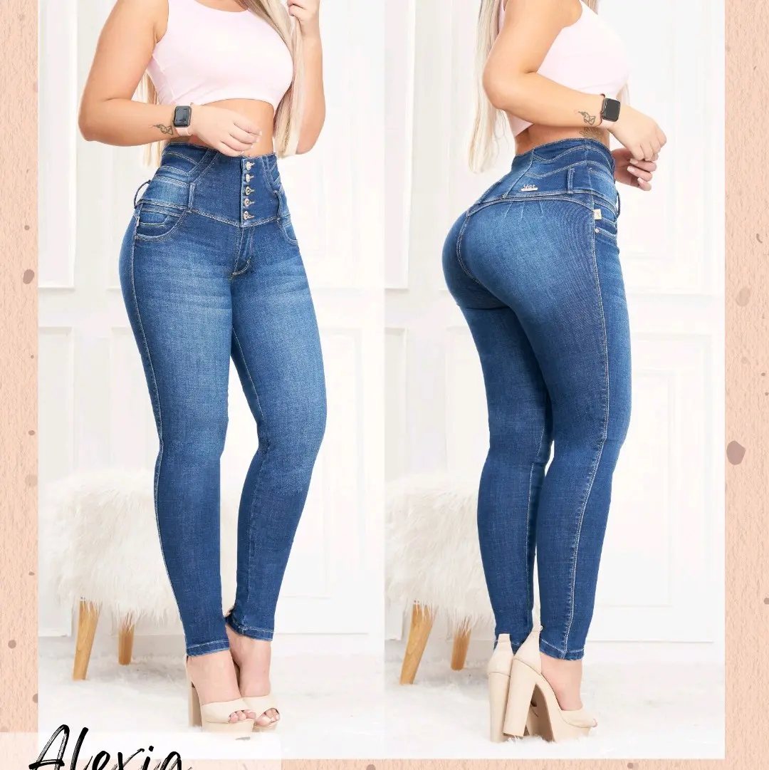Colombian ribbed jeans with 5 buttons Womenswear Bottom Original distressed jean