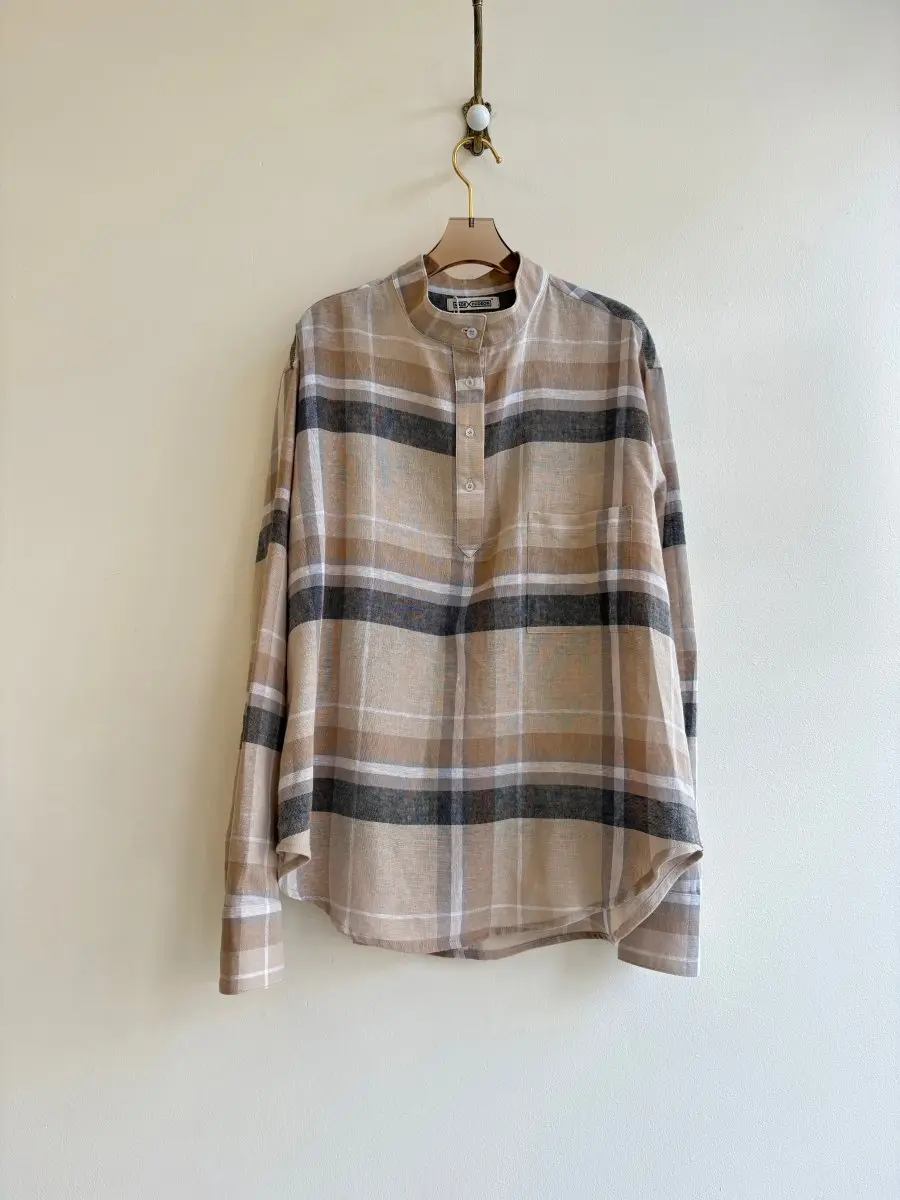 Tan Plaid Popover Shirt
