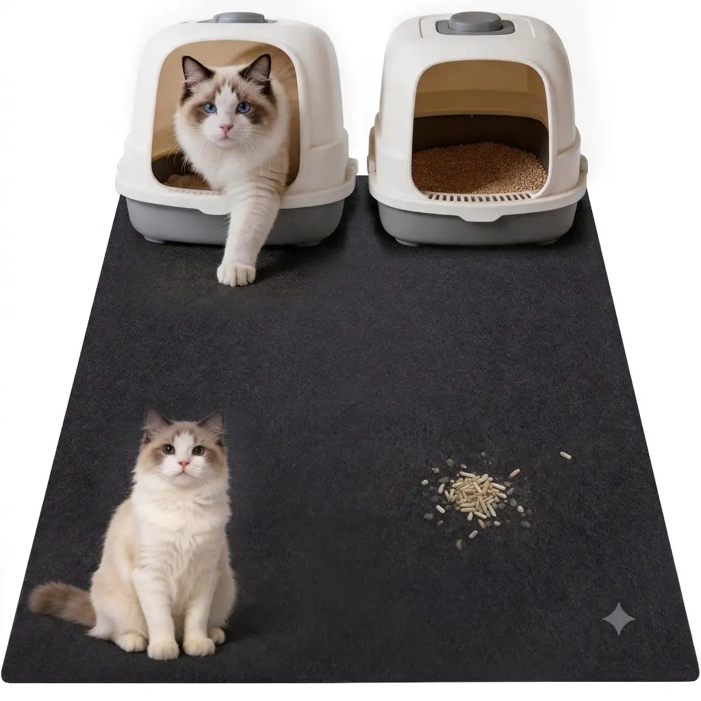 Cat Litter Mat Extra Large 48"x36", Cat Mat for Litter Box, Litter Trapping Mat, Gray