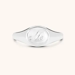 Personalized Engraved Script Small Signet Ring