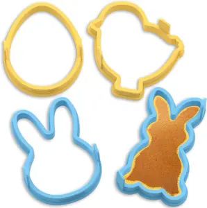 4 Pack Nonstick Silicone Pancake Molds, Bunny Egg Chick Bunny Face Shape Easter Pancake Shaper, Fun Easter Cake Ring Mold Egg Rings for Griddle Cooking for Kids