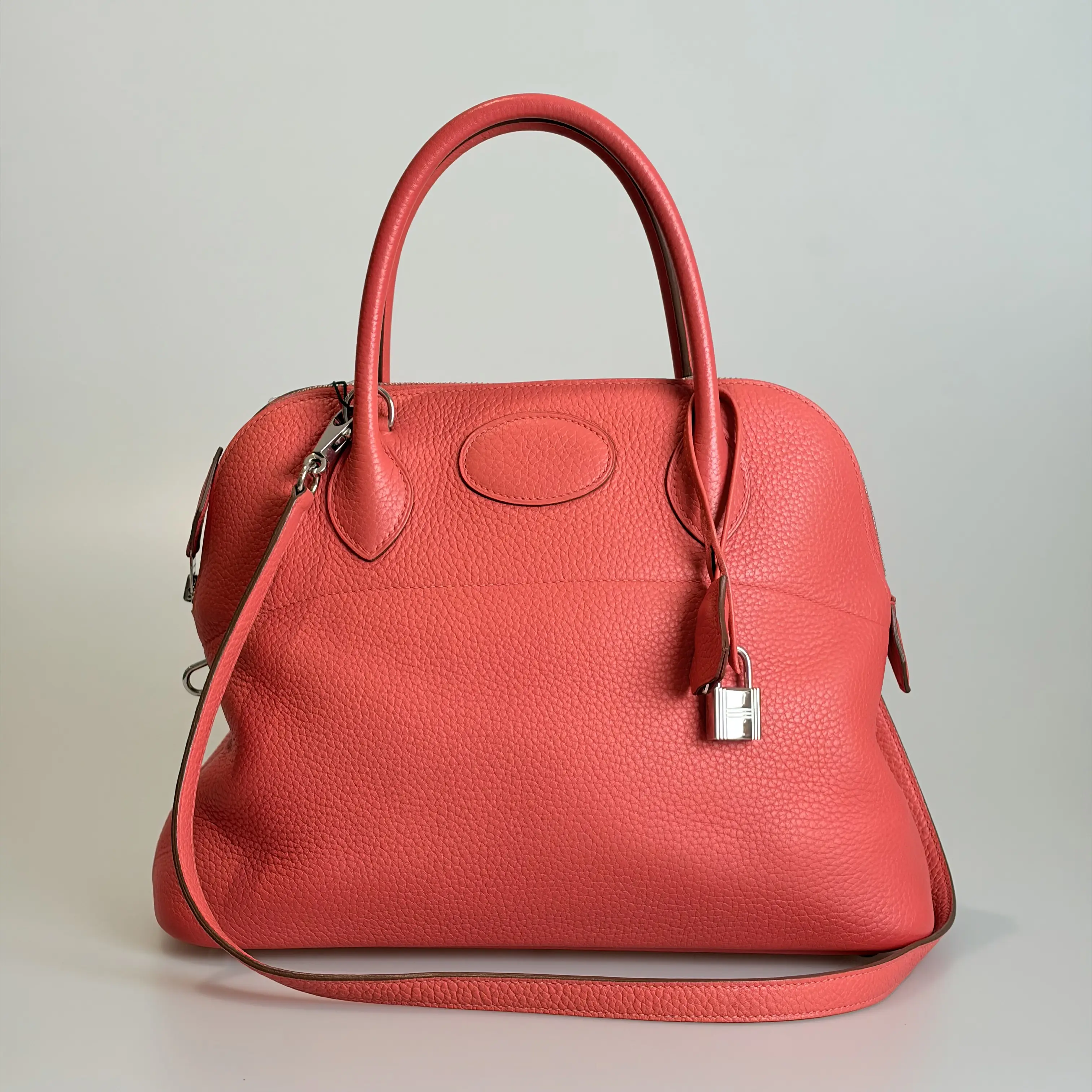 Pre-owned HERMÈS Taurillon Clemence Top Handle Bag Bolide 31 Rouge Garance With Removable Strap Gold Tone Hardware 99707780