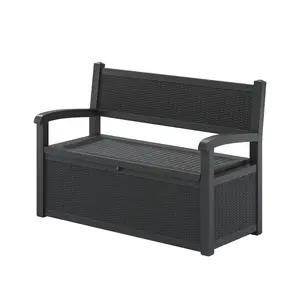 70 Gal Plastic Deck Bench - Water Resistant, Doubles as Storage Box, Assembly Required, for Outdoor Seating, Cushions, Garden Tools, Pool Supplies
