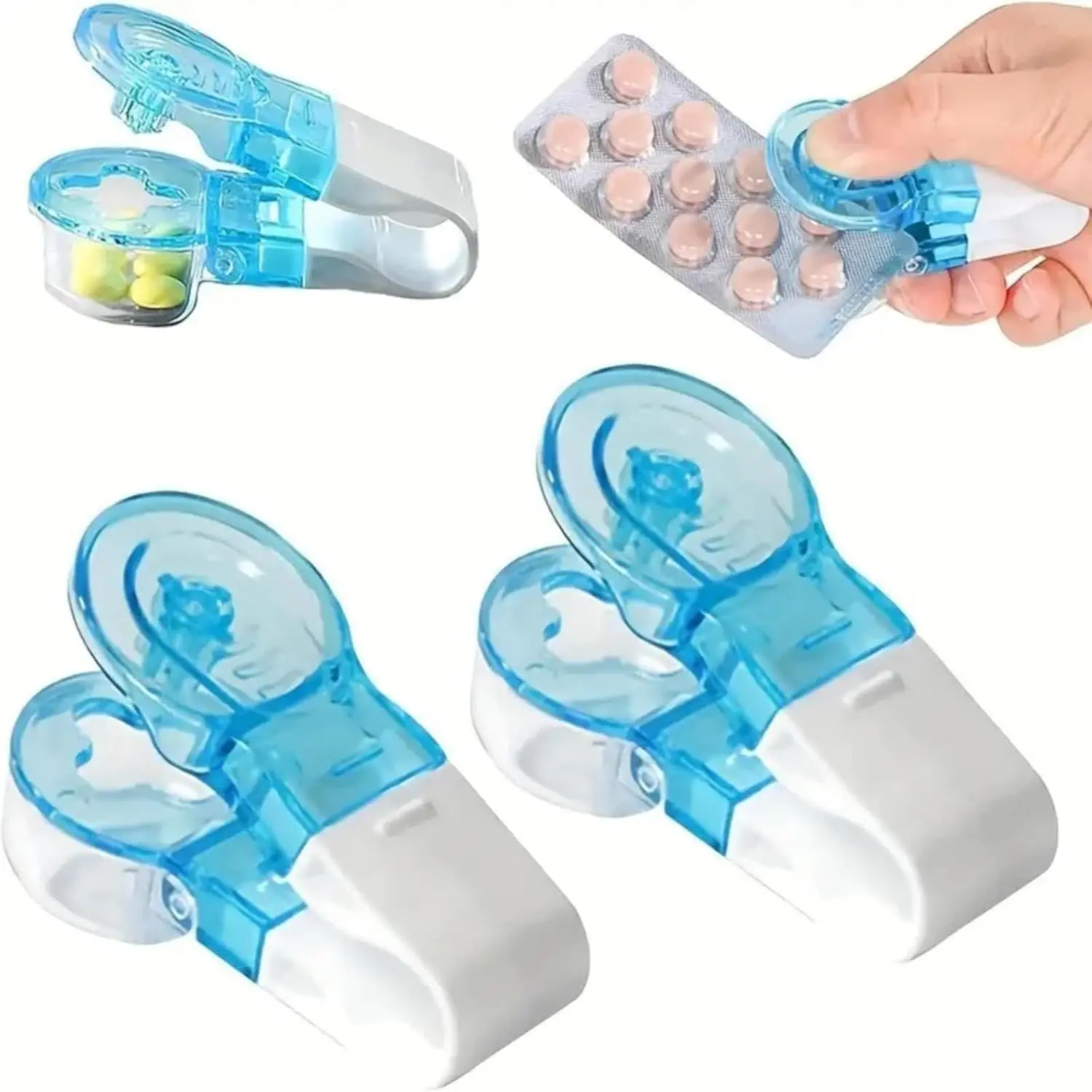 2PCS Pill Dispenser & Blister Pack Opener – Portable Travel Medication Organizer, Easy Tablet Remover Tool, User-Friendly Design for Daily Use