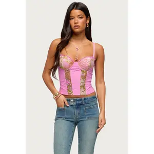 Inka Floral Sequin Bead Cupped Corset