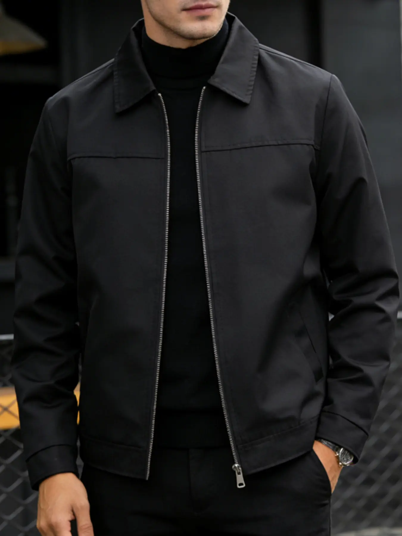 Men's versatile casual jacket, 100% polyester fiber, zipper closure design, light business style lapel jacket, easy to maintain fabric, suitable for daily outings, sports and casual wear, and formal wear - Spring and Autumn