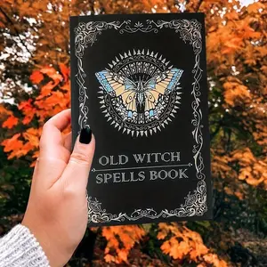 Old Witch Spells Book with Butterfly Design, Artwork, Intricate Cover Art, Magical Mystical Book for Witches and Enthusiasts, Ideal Witchcraft Gift, Mysticism