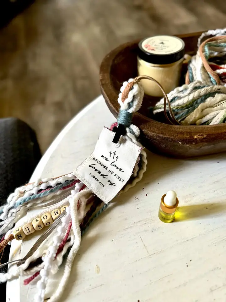 Interactive Bible Tassels Handmade with Unique Prayer Cloth NFC Enabled for Android & iPhone Rustic Charm 8-10 Inches Length Prayed Over and Anointed with Oil
