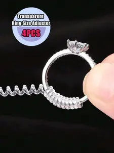 4pcs Set Transparent Ring Size Adjuster, Invisible Wrapping Rope To Adjust The Elasticity Of Rings, Different Combination Options Available adjustment tool ring  Adjuster for loose Rings resized jewelry Adjuster