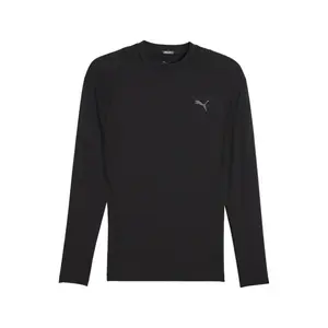 PUMA Mens Pwrmode Base Layer Crew Neck Long Sleeve Athletic Shirt Casual Tops Casual - Black