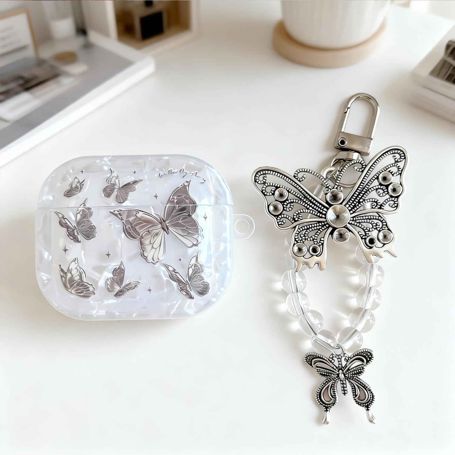 for AirPod Pro 3/2 Airpods 1/2/3Case 2026 Cute Elegant Shell Pearl Shockproof Protective Cover with Strap Keychain Compatible for AirPods Generation for Women Girls, Shockproof Anti-Scratch Anti-Slip TPU Cover