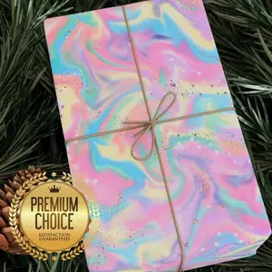 Pastel Marble Wrapping Paper: Iridescent Rainbow Gift Wrap