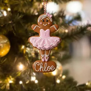 Personalized Ballerina Gingerbread Ornament - Christmas Ballet Gift, Custom name, Custom 2D Flat Acrylic Ornament