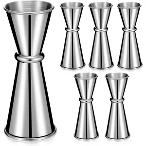 6 Pieces Double Japanese Bartending Jigger 2 oz 1 oz Stainless Steel Measuring Cup Shot Glass for Home Bar Drink Kitchen Bartender Tools