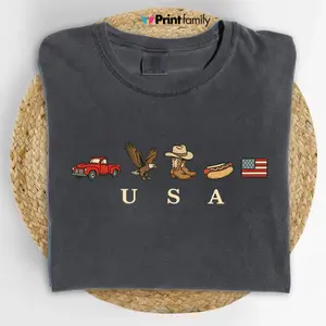 ChicCotton USA Icons Comfort Colors Shirt, American Flag T-shirt, 4th Of July Graphic Tee, Country Clothing, Western Outfits, Independence Day Shirt - Printfamily