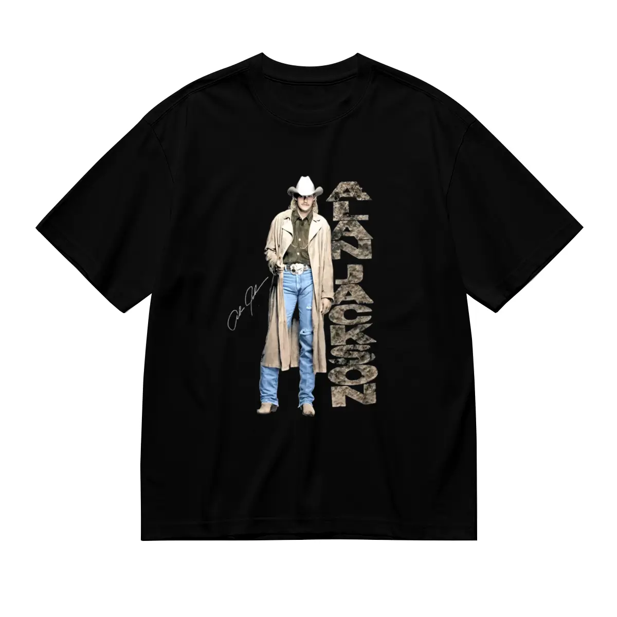 Men's Alan Jackson 1990S Concert Graphic T-Shirt - Unisex Black Menswear Tee, Short Sleeve, Round Neck, Soft Cotton, Cowboy Print, Regular Fit, Machine Washable, S-234XL, Music Fan Apparel, Vibrant Print Quality, Shortsleeve, Tshirt