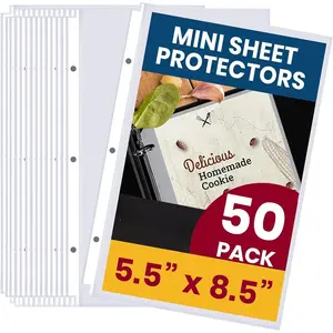 Heavyweight Clear Mini Sheet Protectors Holds 5.5 x 8.5 Inch Sheets, Fits a 3-Ring Binder,  Clear and Acid-Free with Reinforced Holes, Top Loading, Archival Safe (50 Pack)