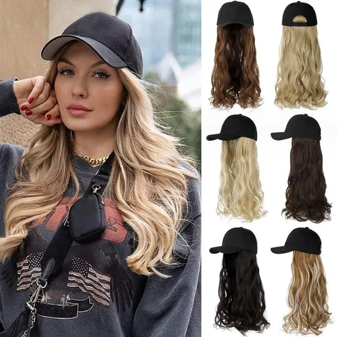 Hat Wigs Women's Dad Cap Baseball Cap With Hair extensions - Comfortable Fit, Versatile Design, Ideal for Baseball Fans and Casual Wear Mix Blonde Wigs Snug Fit Wig