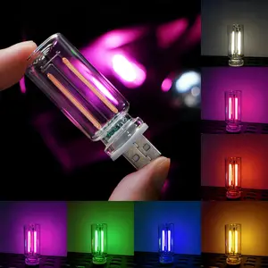 Smart Touch-Control USB Night Light – Vintage Edison-Style LED Lamp for Car & Bedroom, Multi-Level Dimmable Mood Lighting with Anti-Glare & Energy-Saving Design