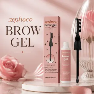 Clear Brow Gel for Fluffy Eyebrows 24H Long Lasting Hold 3-in-1 Dual-Ended Applicator for Shaping & Grooming Waterproof Brow Wax Sculpting 10g