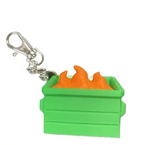 Dumpster fire clicker keychain