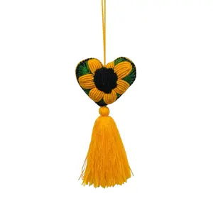 Hand Embroidered Sunflower PomPom