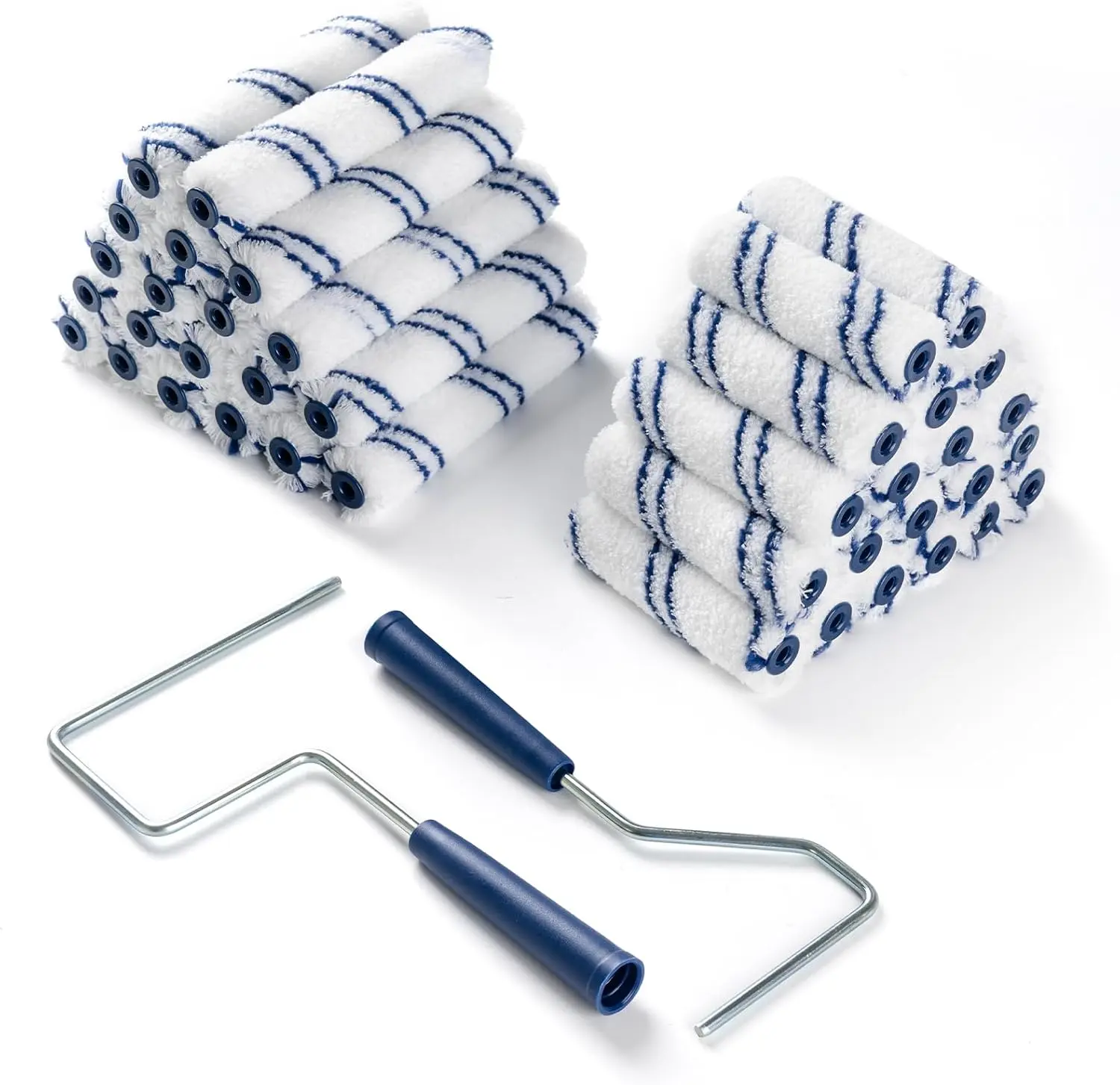 40 Pack Microfiber Paint Roller, 4 Inch and 6 Inch, Small Paint Roller Covers with 2Pcs Anti Rust Metal Roller Frames, Mini Paint Rollers for House Painting, Wall Painting Tool