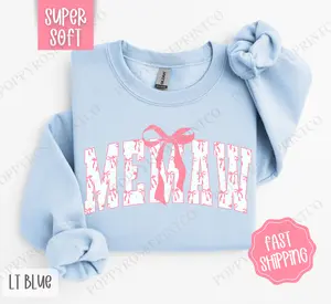 Pink Memaw Bow Sweatshirt, Women's Crewneck, Cute Women's Sweater