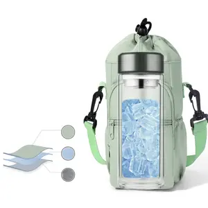 Adjustable Strap Water Bottle Carrier Bag, Fits 3oz & 40oz Bottles, Leak-Proof Travel Cup Holder, Perfect Gift for All Seasons